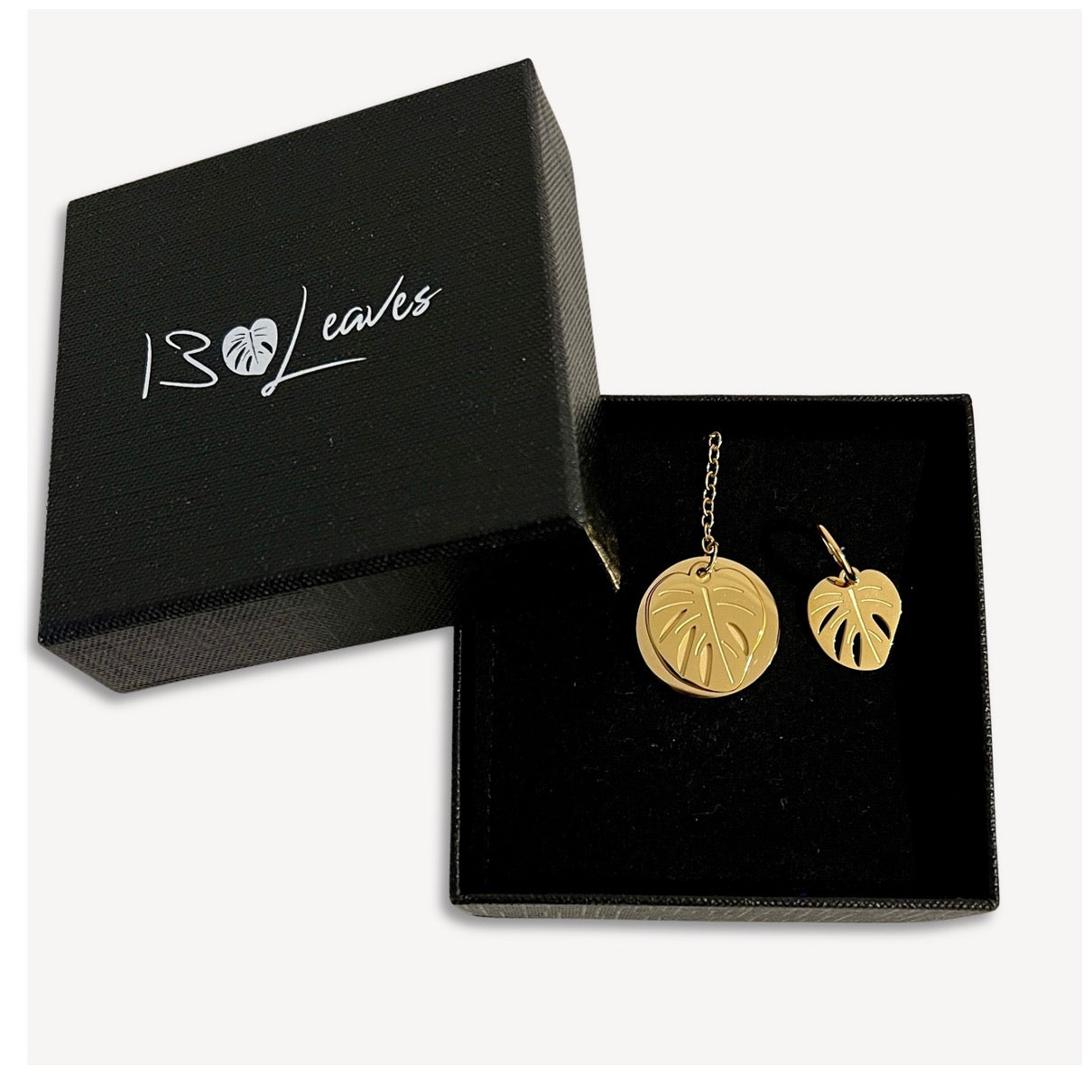 Bikini Button + Leaf Charm Set | Gold